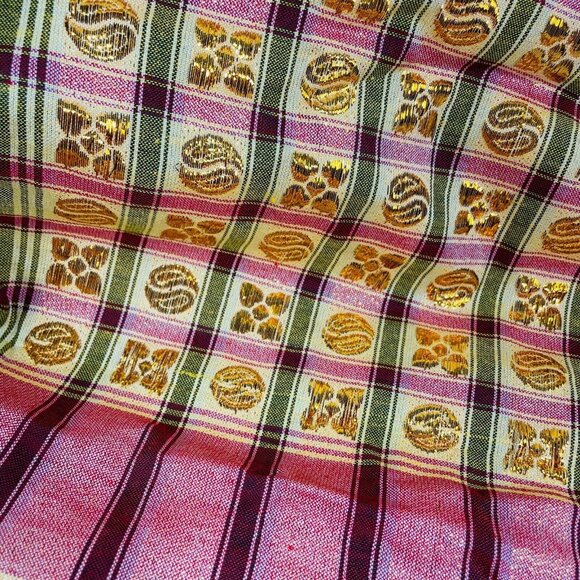 2 Plaid Decorative Tablecloth Black Orange Red Green Metallic Appliqués u - Picture 8 of 11